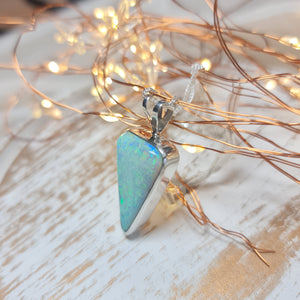 Silver Coober Pedy Crystal Opal Pendant 084f