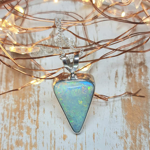 Silver Coober Pedy Crystal Opal Pendant 084f