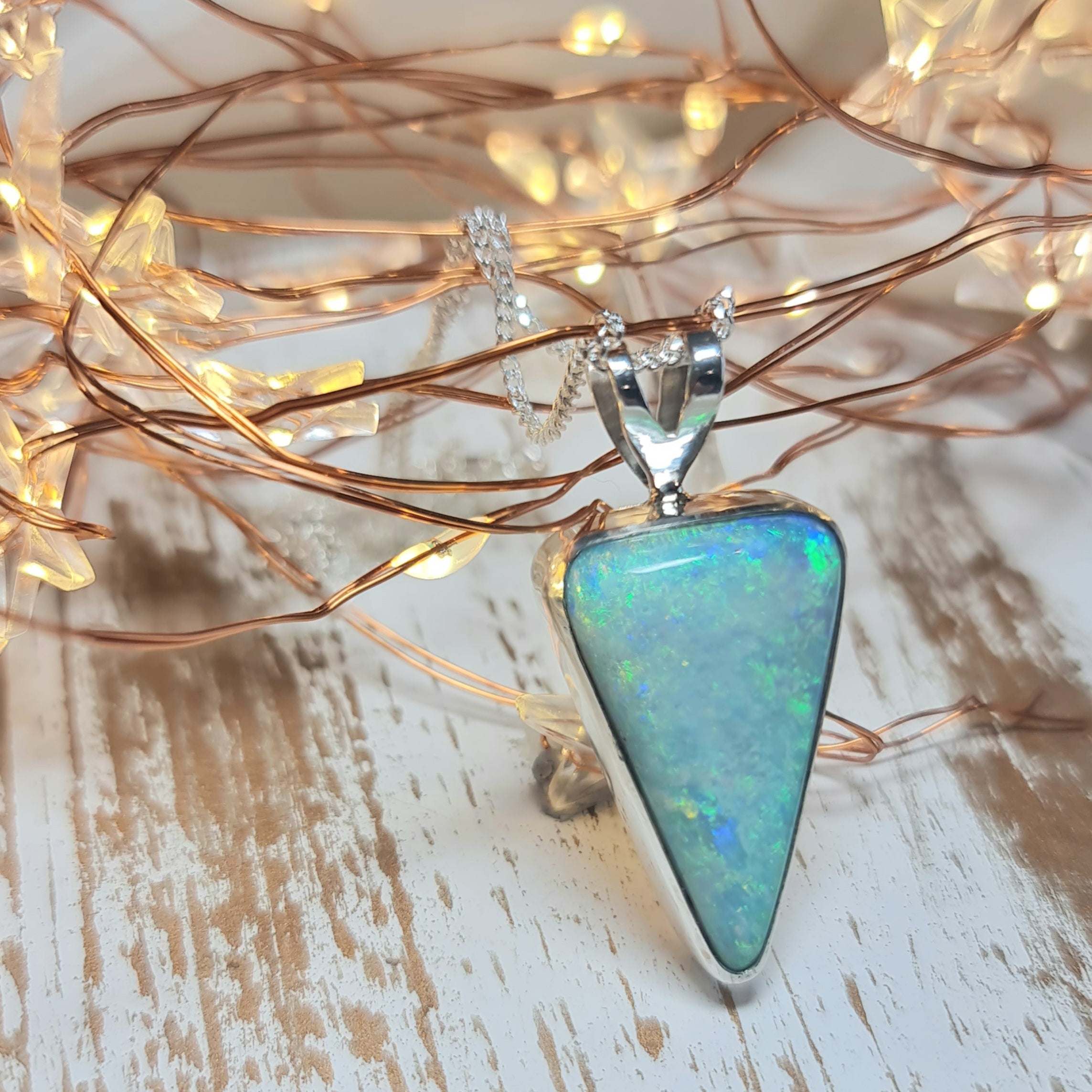 Silver Coober Pedy Crystal Opal Pendant 084f