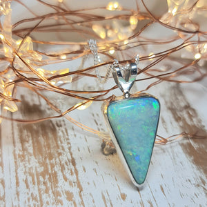 Silver Coober Pedy Crystal Opal Pendant 084f