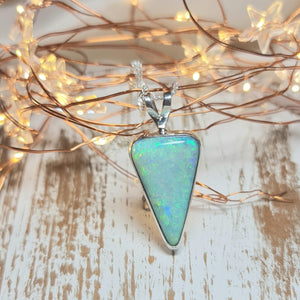 Silver Coober Pedy Crystal Opal Pendant 084f