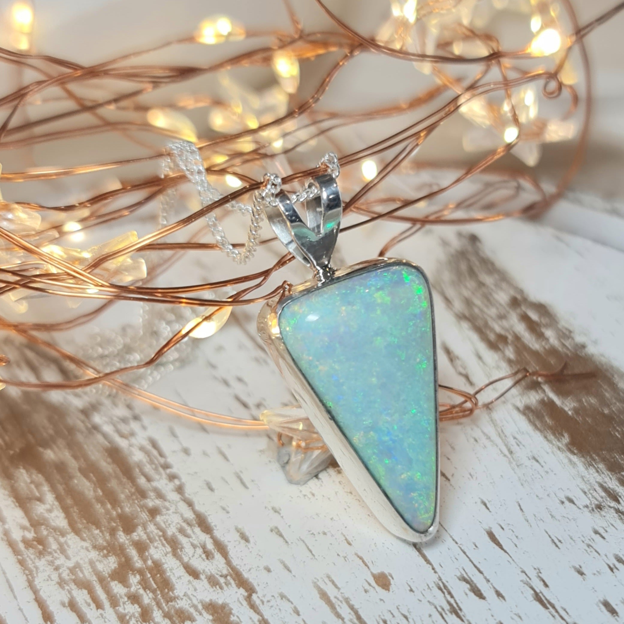 Silver Coober Pedy Crystal Opal Pendant 084f