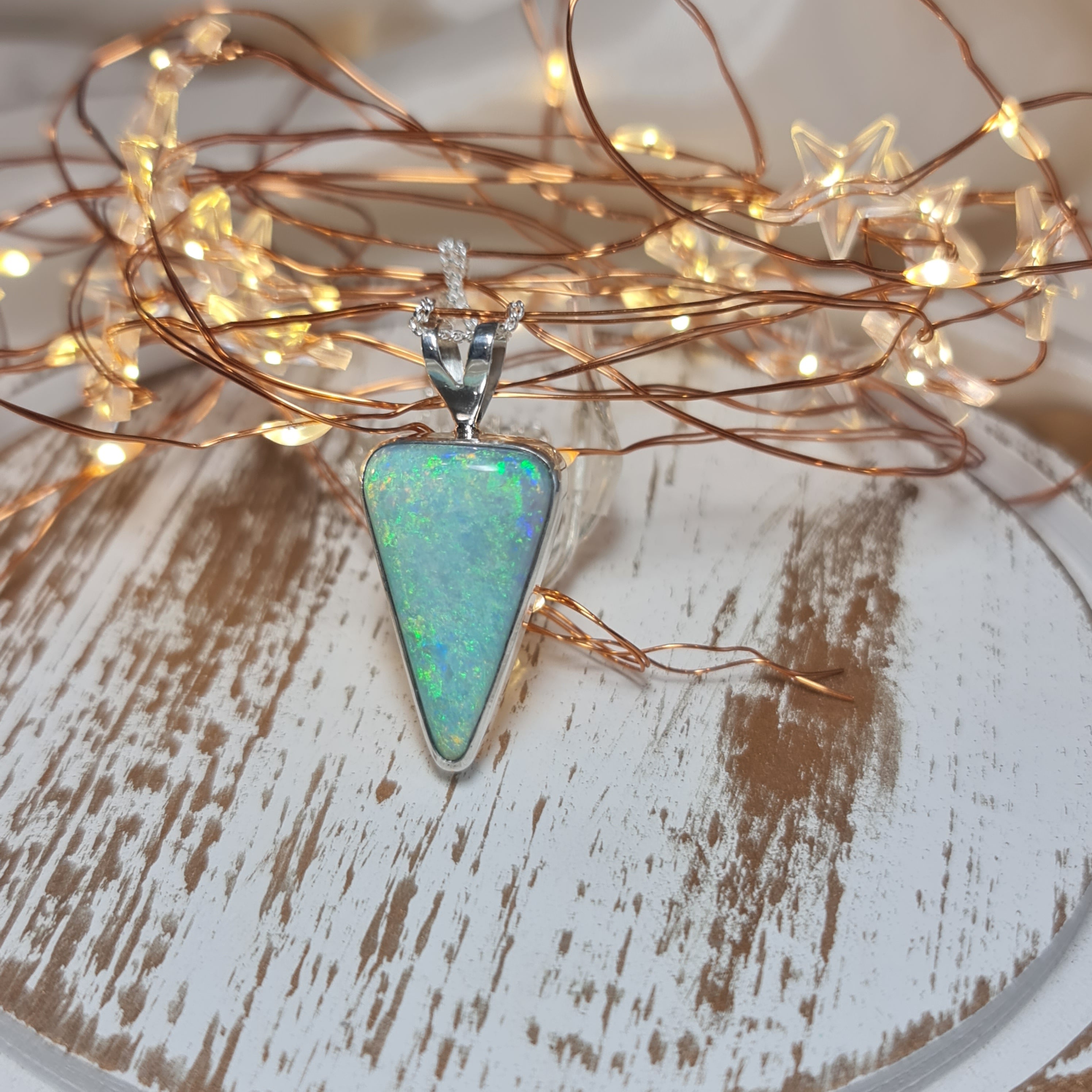 Silver Coober Pedy Crystal Opal Pendant 084f
