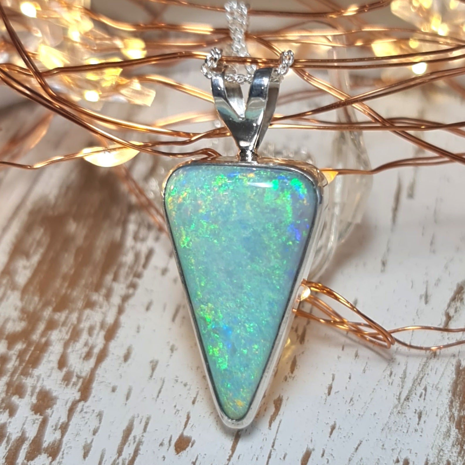 Silver Coober Pedy Crystal Opal Pendant 084f