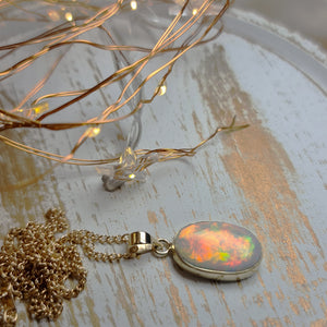 9ct Gold Coober Pedy Crystal Opal Pendant 084g