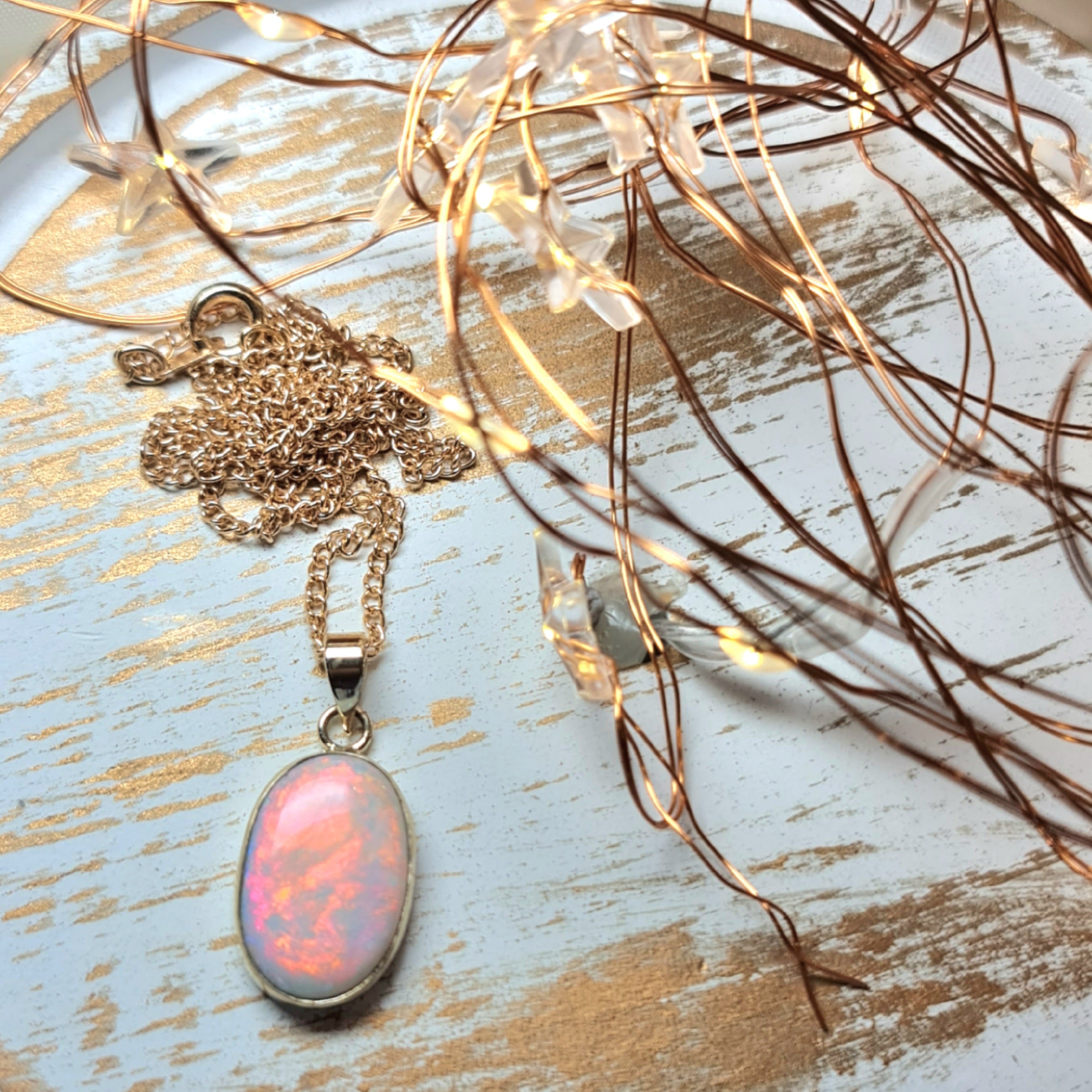 9ct Gold Coober Pedy Crystal Opal Pendant 084g