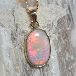 9ct Gold Coober Pedy Crystal Opal Pendant 084g