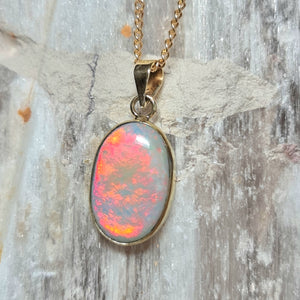 9ct Gold Coober Pedy Crystal Opal Pendant 084g