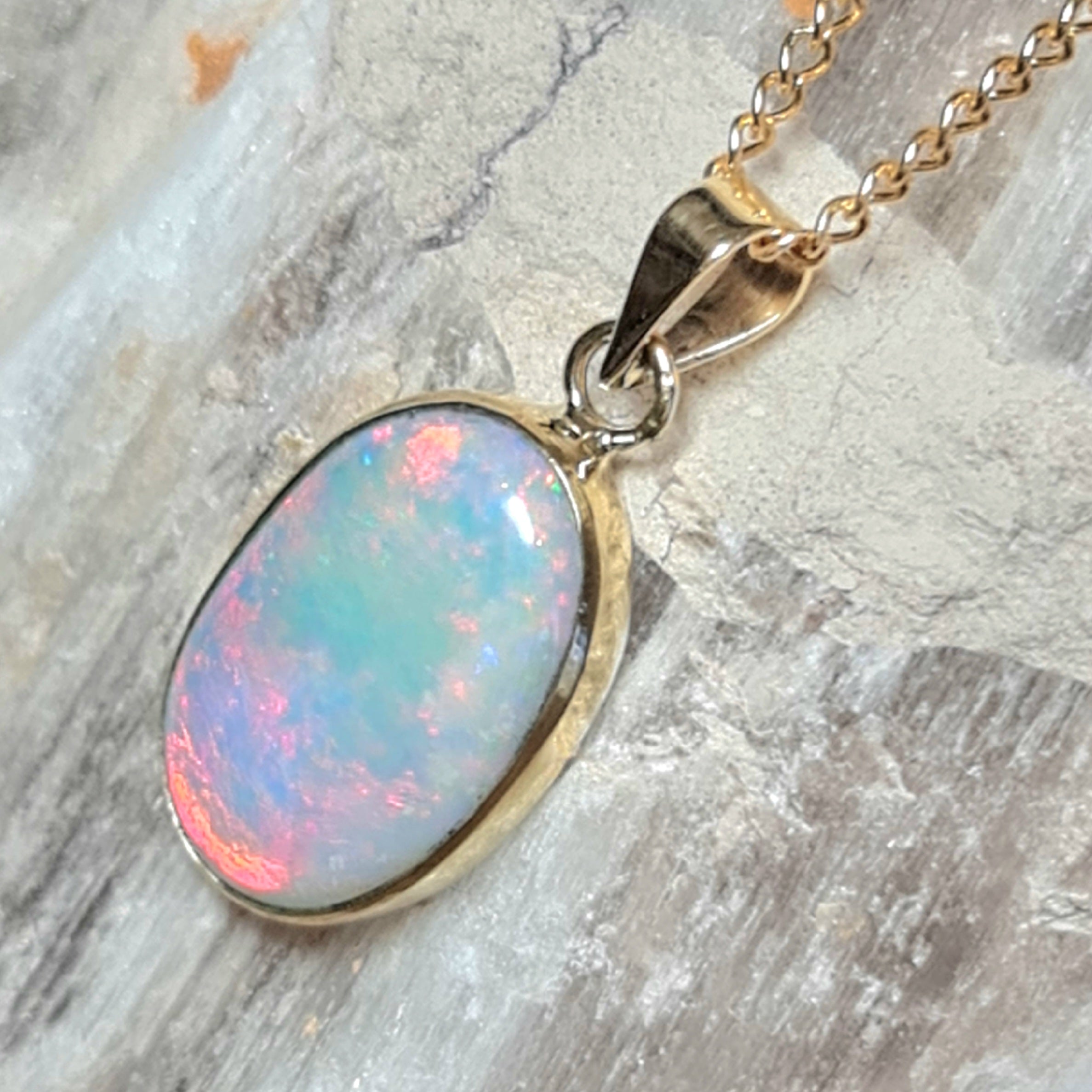 9ct Gold Coober Pedy Crystal Opal Pendant 084g Opal Quest