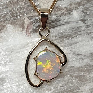 Coober Pedy Crystal Opal Gold Pendant 056C