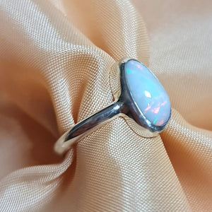 Coober Pedy White Opal Tear Drop Ring