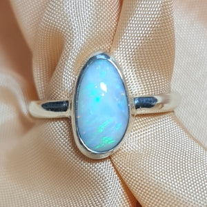 Coober Pedy White Opal Tear Drop Ring