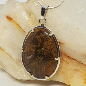 QLD Boulder Opal Silver Pendant 015L1